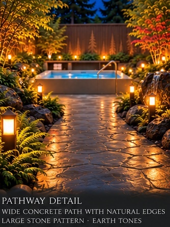 Wide Earth Garden path and larger tub