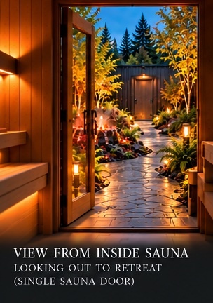 View from inside the Fire Garden Sauna
