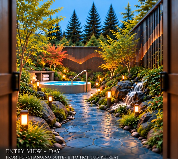 Water Garden Tub in daylight
