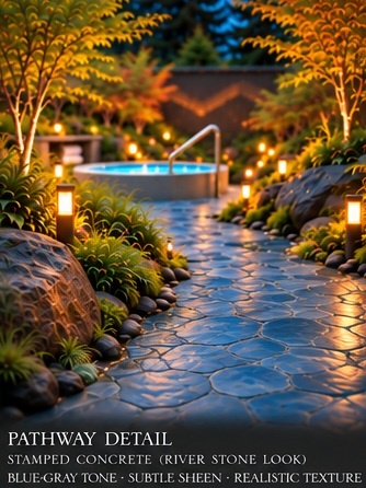 Winding river-style path through the Water Garden